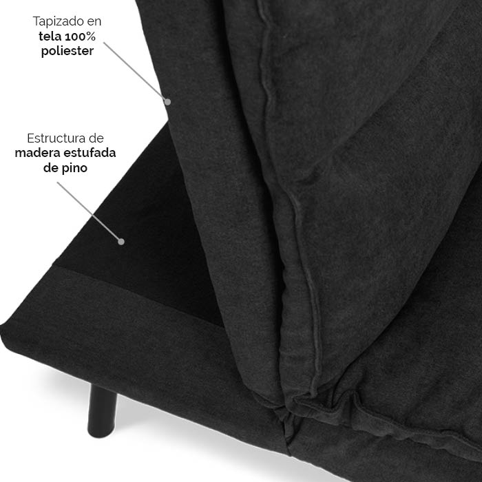 Futon Tela Negro Elom | Sofá Cama y Futones | salas